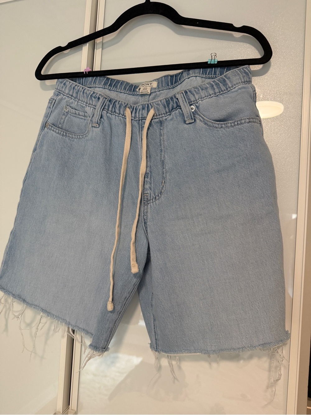 Roxy Light Blue Denim Drawstring Shorts